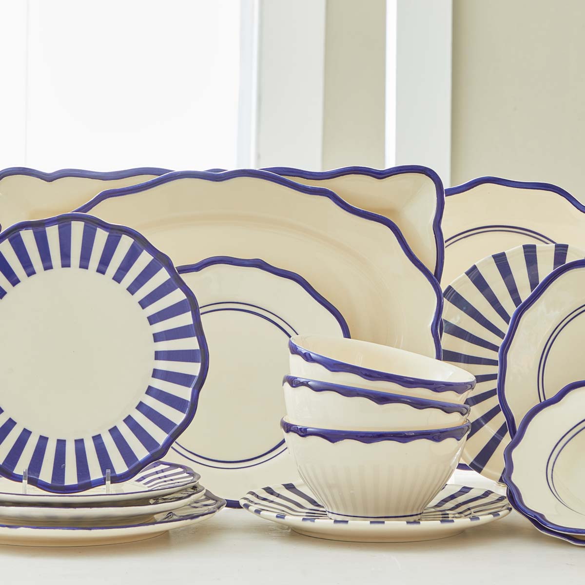 HAND-PAINTED DINNERWARE - AWNING STRIPES