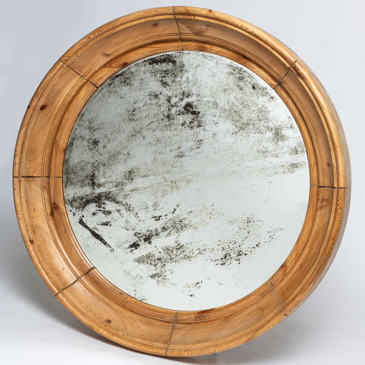 MONUMENTAL ROUND PINE MIRROR