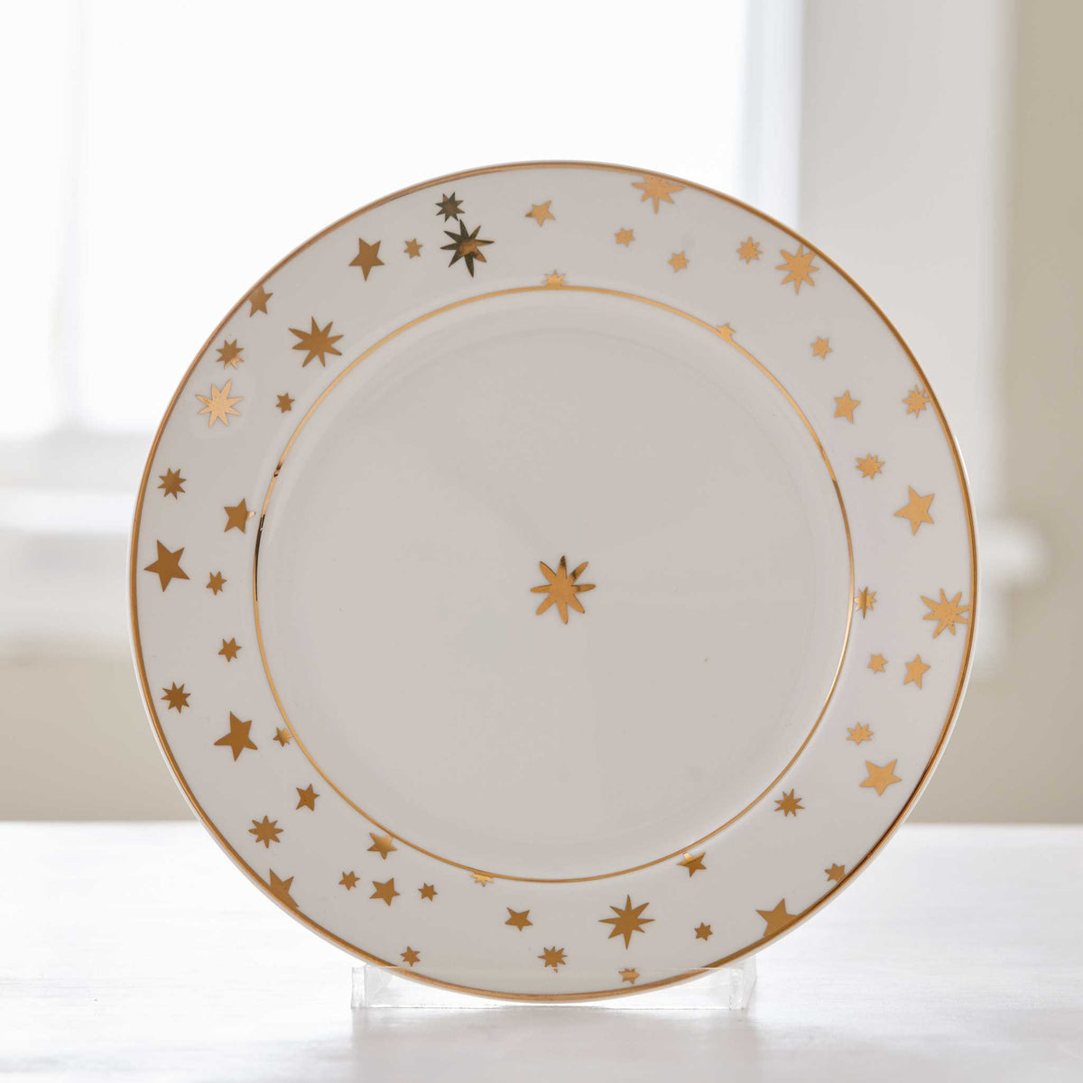 VINTAGE GOLD STAR PORCELAIN DESSERT PLATES-SET of 6