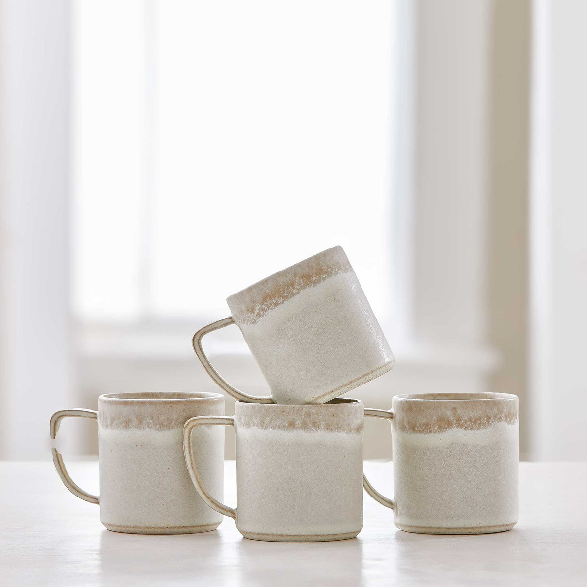 STONEWARE MUGS-SET of 4