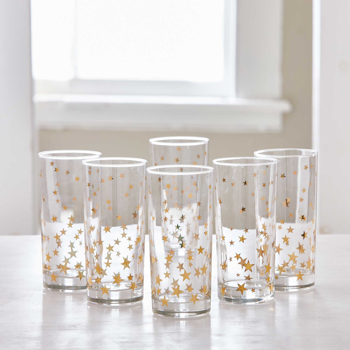 VINTAGE CULVER STAR-STUDDED HIGHBALL GLASSES - SET of 6