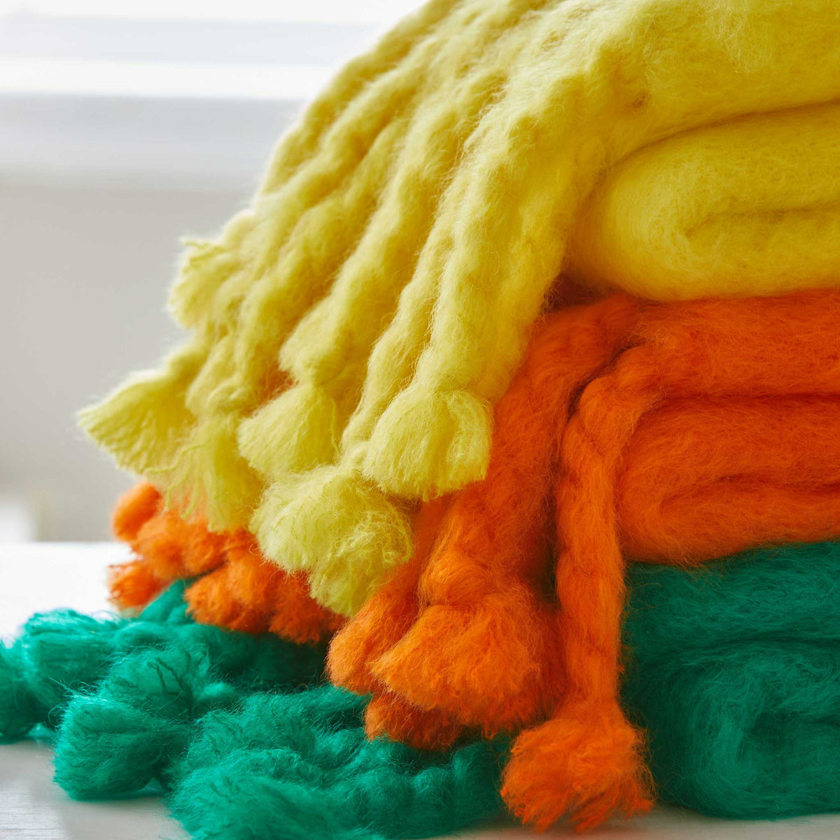 HAND-LOOMED MOHAIR FRINGE THROWS