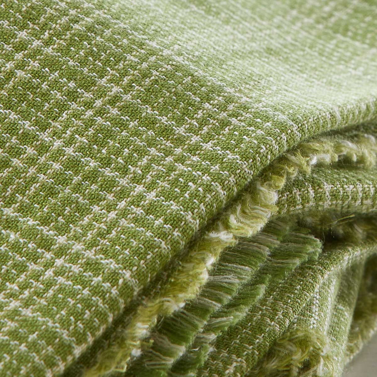 SIMPLE PLAID FRINGED NAPKINS - GRASS GREEN