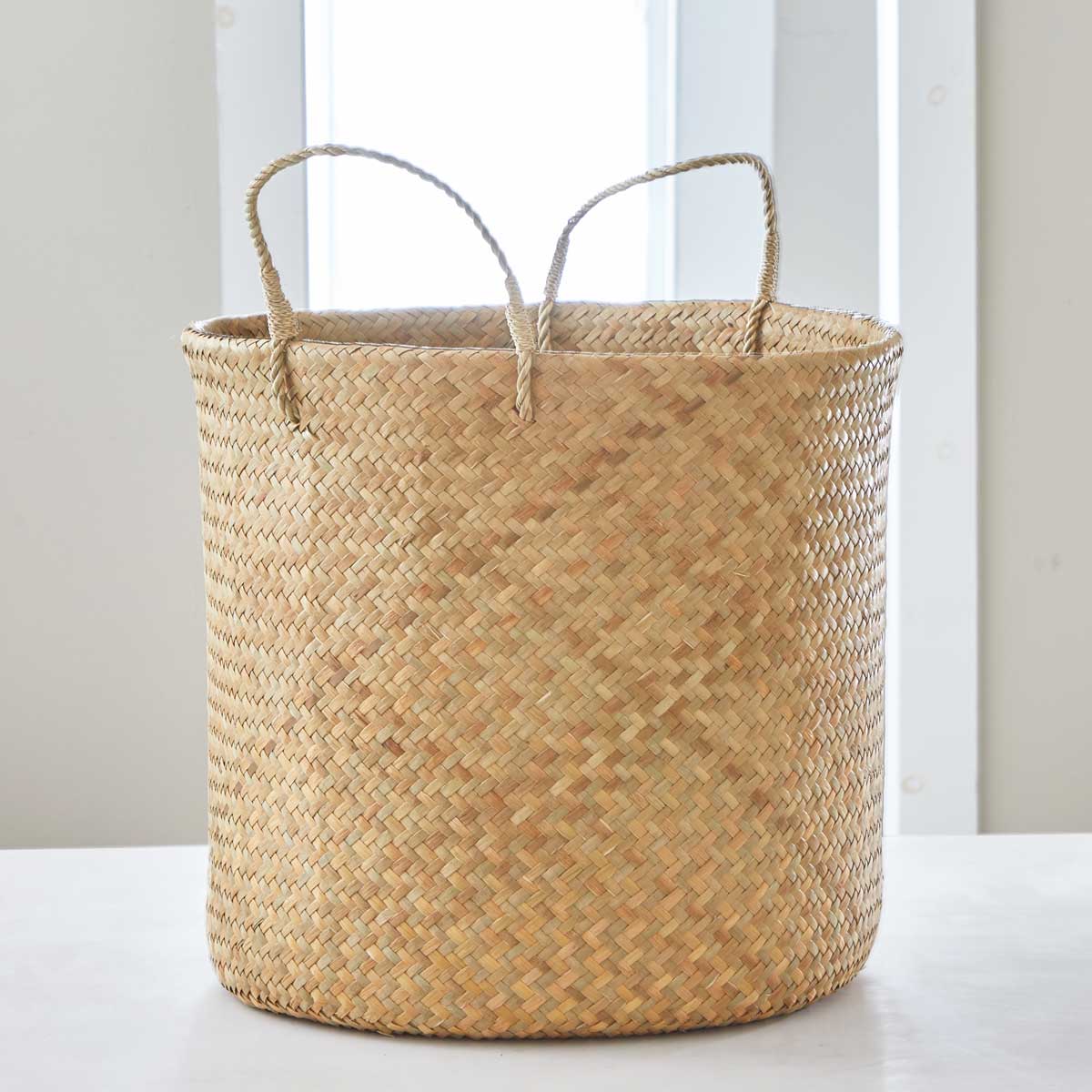 HANDWOVEN BASKETS with BRAIDED HANDLES