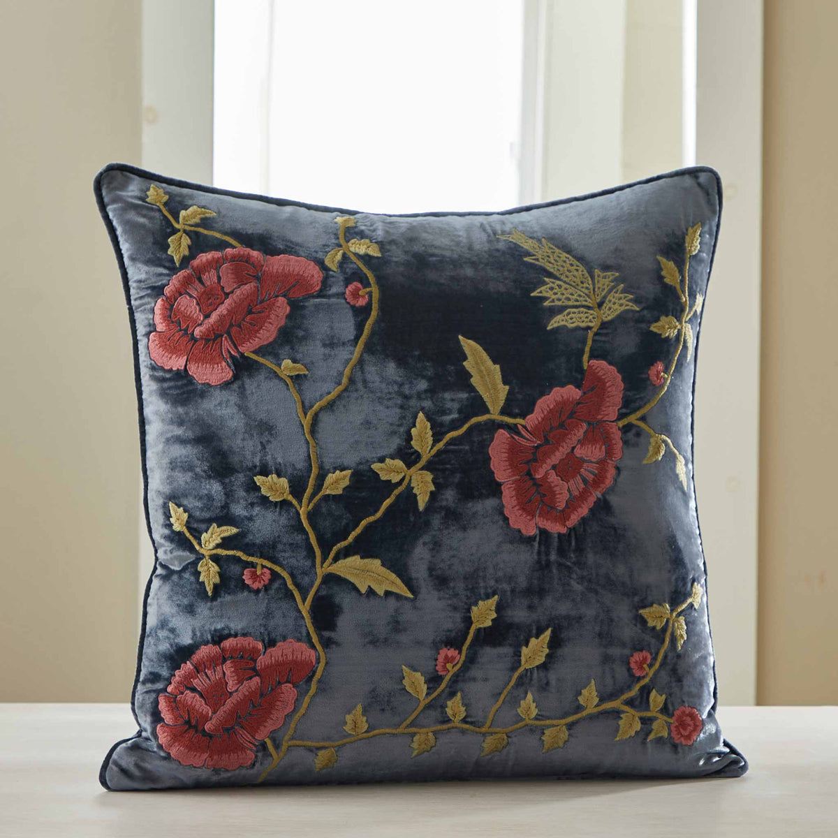 LAVISHLY EMBROIDERED SILK VELVET PILLOWS