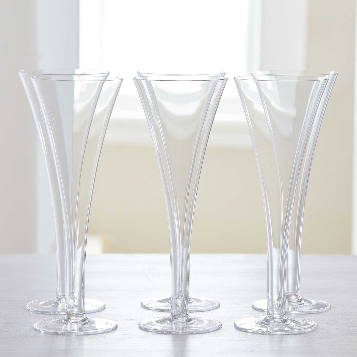 VINTAGE HOLLOW STEM CHAMPAGNE FLUTES - SET of 6