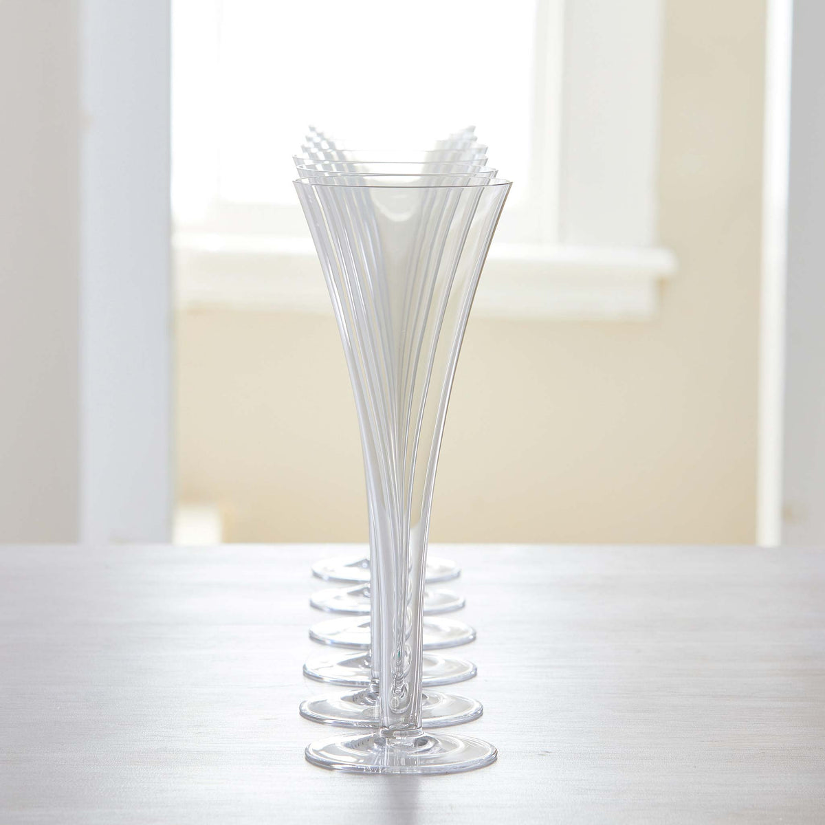 VINTAGE HOLLOW STEM CHAMPAGNE FLUTES - SET of 6