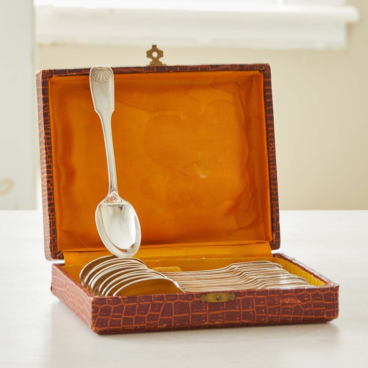 HOTEL SILVER BOXED SET of 12 TEASPOONS