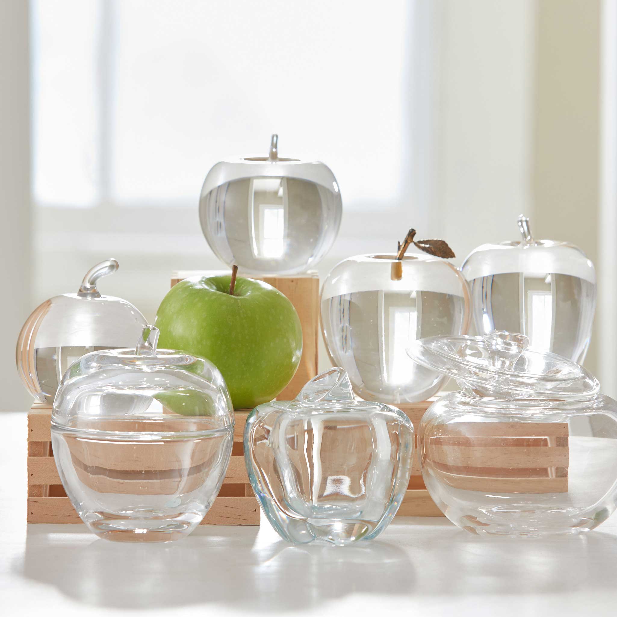 Clear Glass Apple retailer Lidded Container