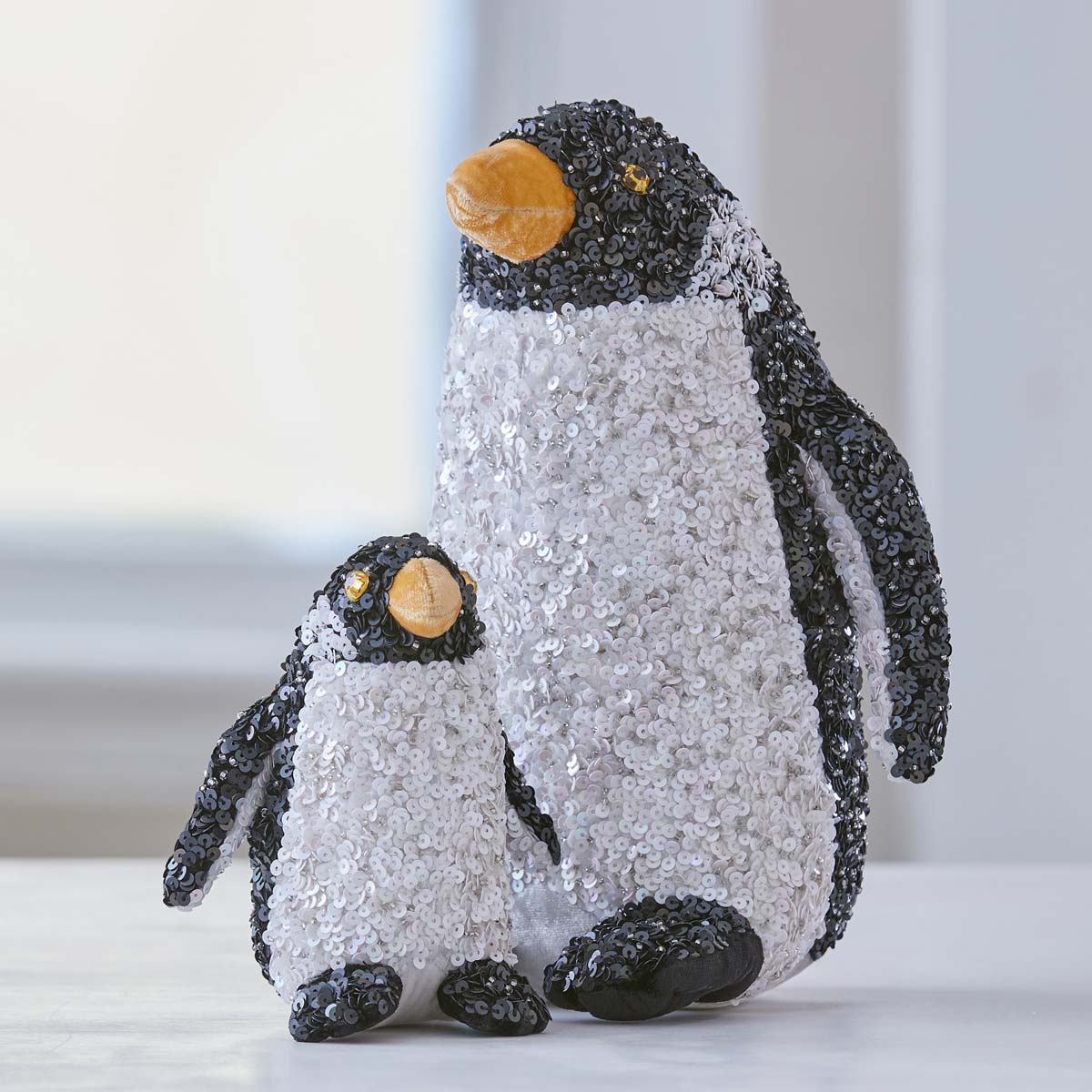 SEQUINED SILK VELVET PENGUINS