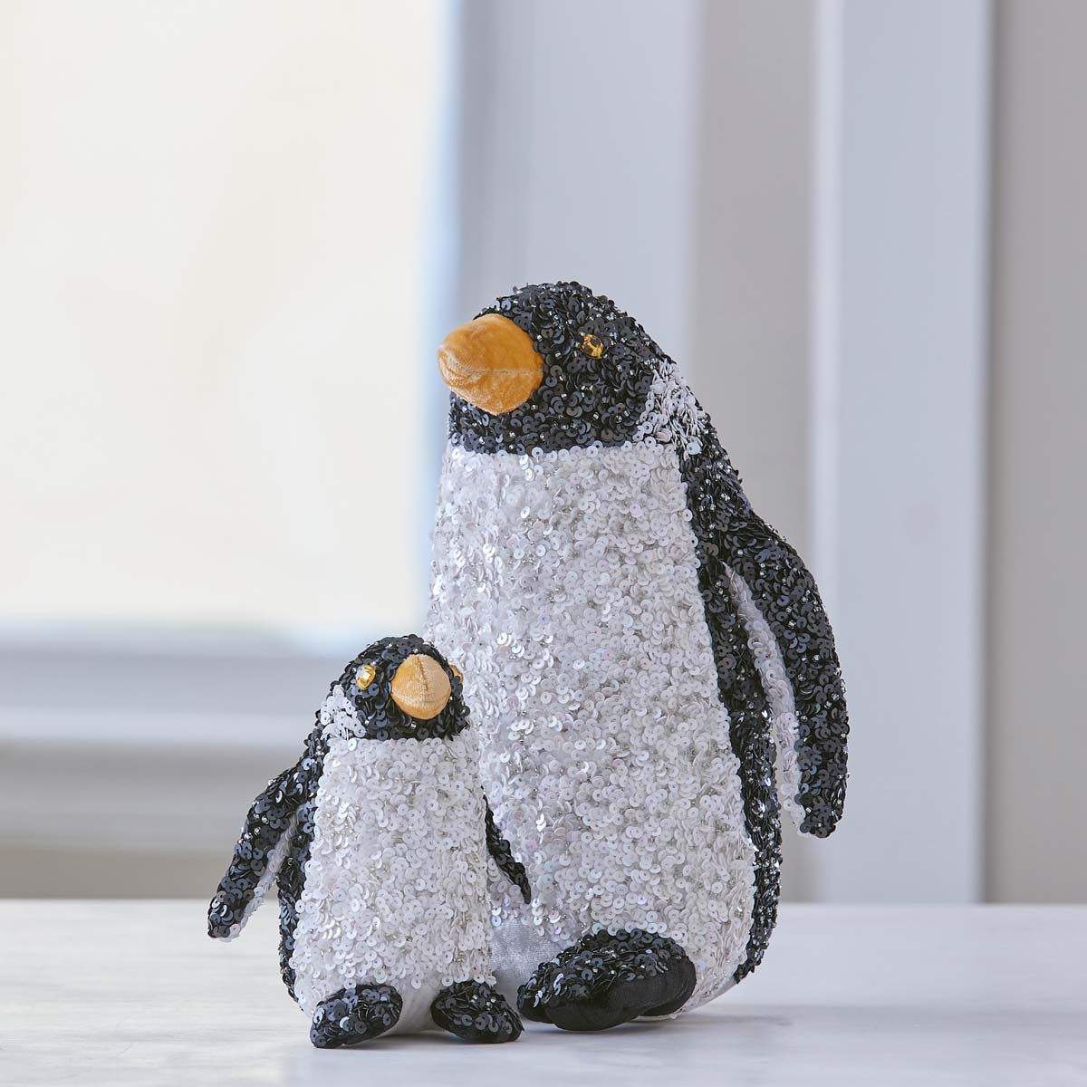 SEQUINED SILK VELVET PENGUINS