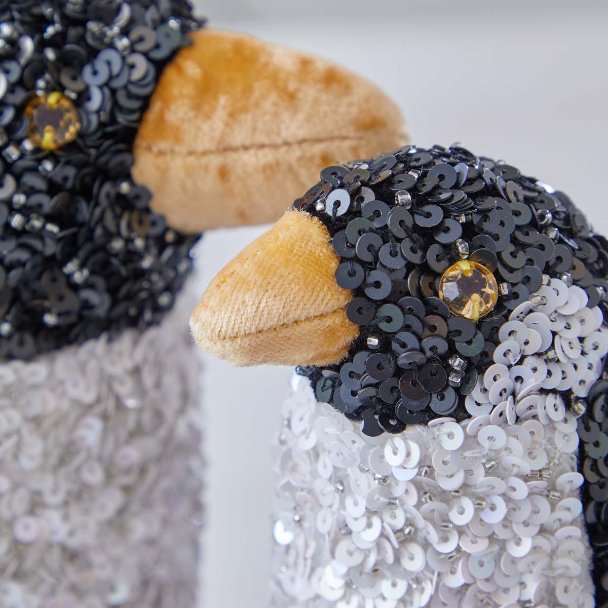 SEQUINED SILK VELVET PENGUINS