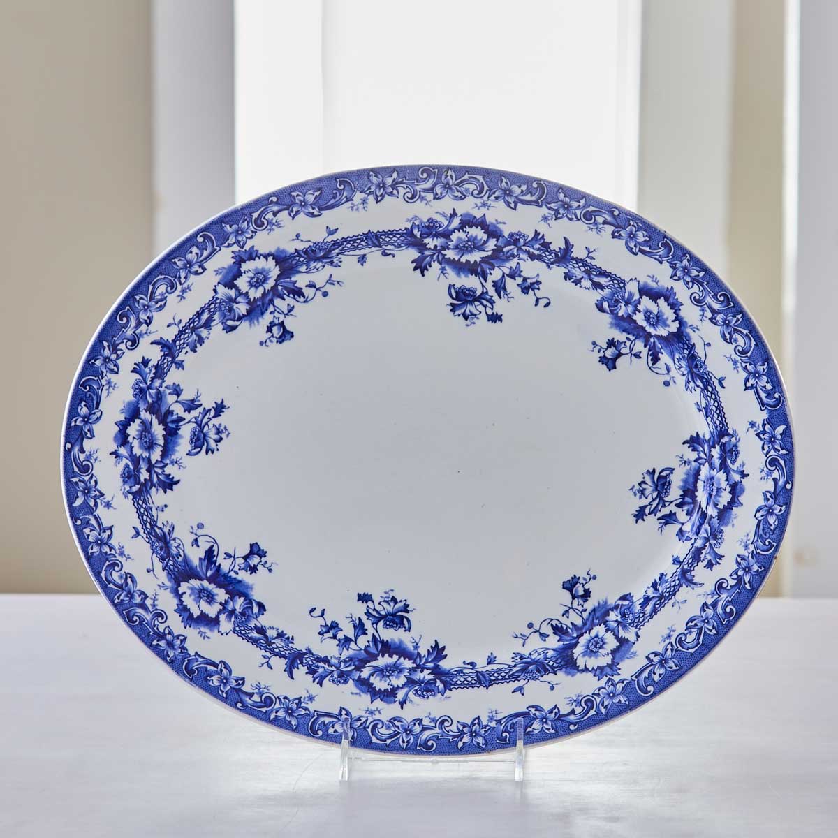 ANTIQUE DEVON BLUE &amp; WHITE PLATTER