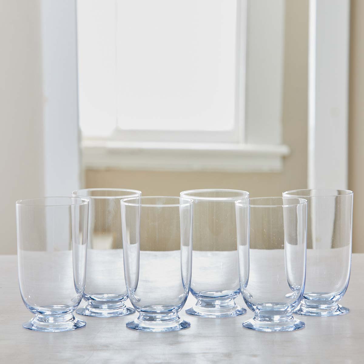 VINTAGE PALE BLUE GLASSES-SET of 6