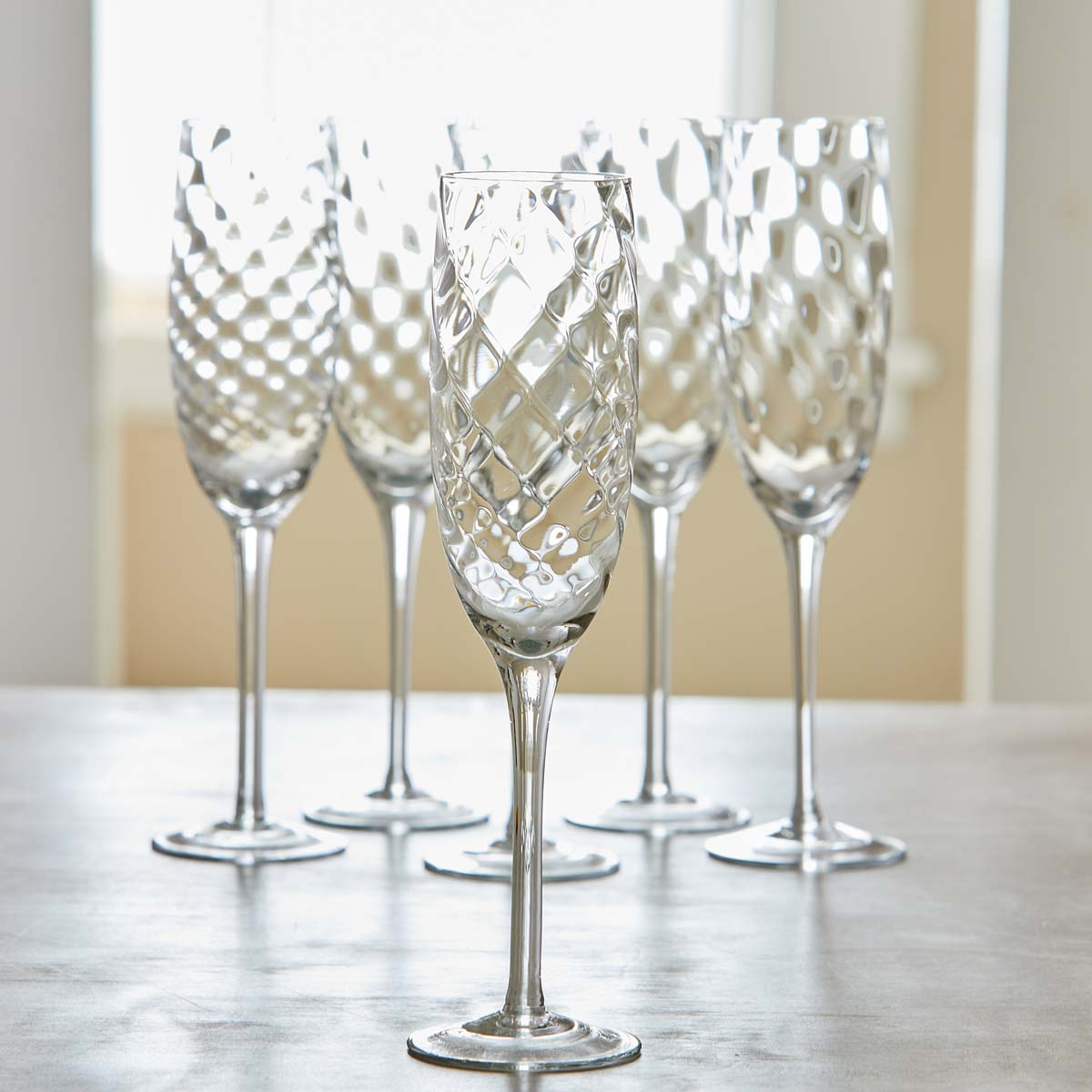 VINTAGE CRYSTAL CHAMPAGNE FLUTES - SET of 6