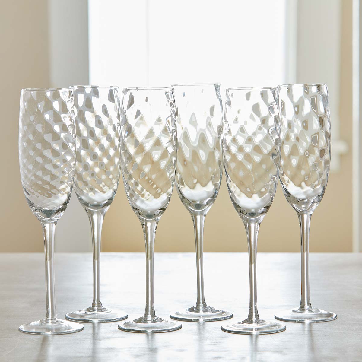 VINTAGE CRYSTAL CHAMPAGNE FLUTES - SET of 6