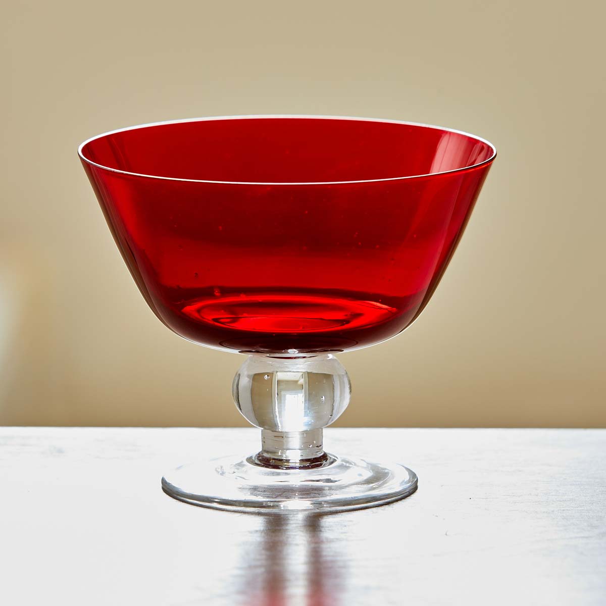 VINTAGE RED GLASS COUPES - SET of 6