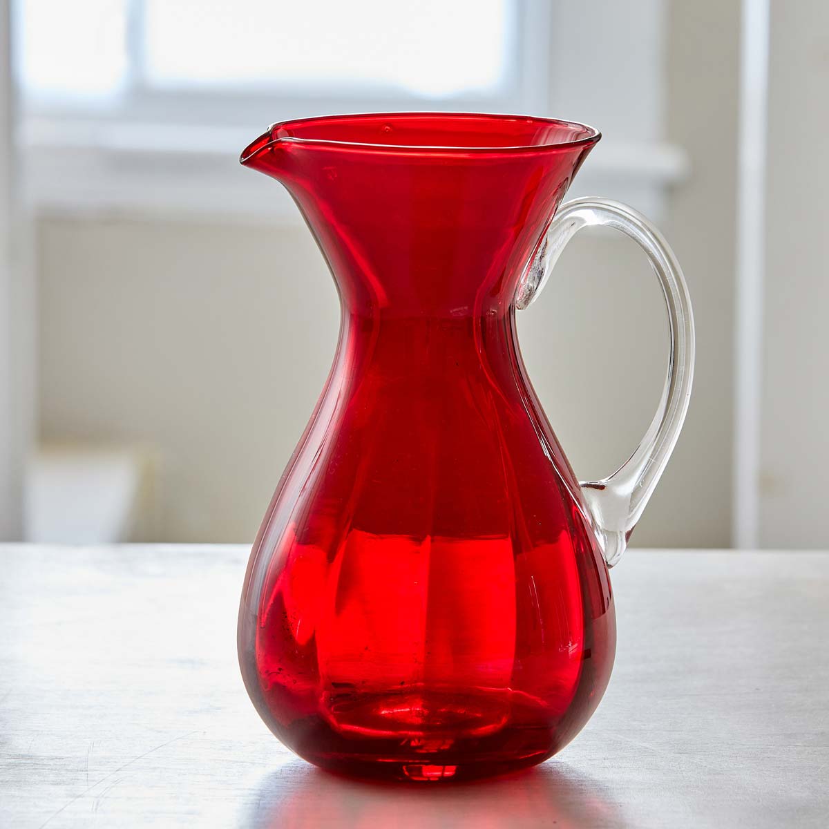 VINTAGE RUBY RED COMPOTE &amp; PITCHER