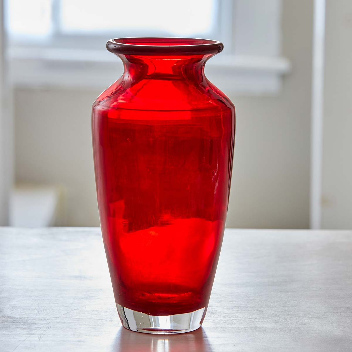 VINTAGE RUBY RED GLASS VASE