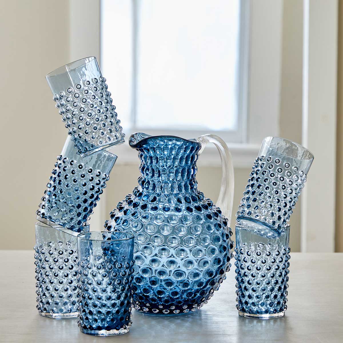 HOBNAIL PITCHER &amp; TUMBLERS