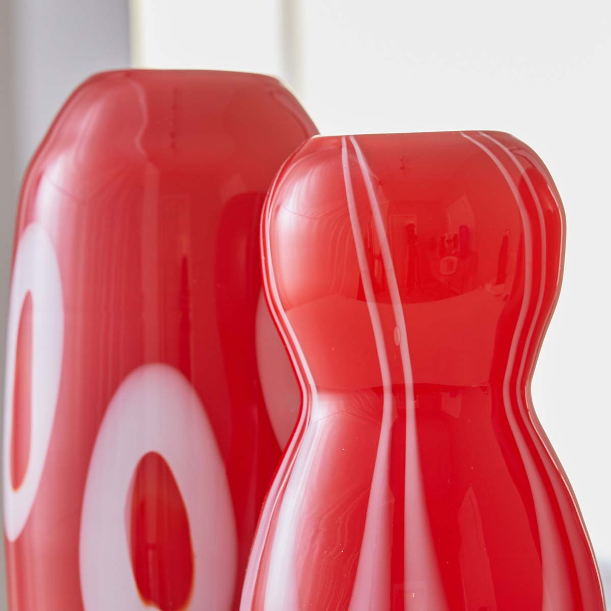 VINTAGE RED GLASS MOD VASES