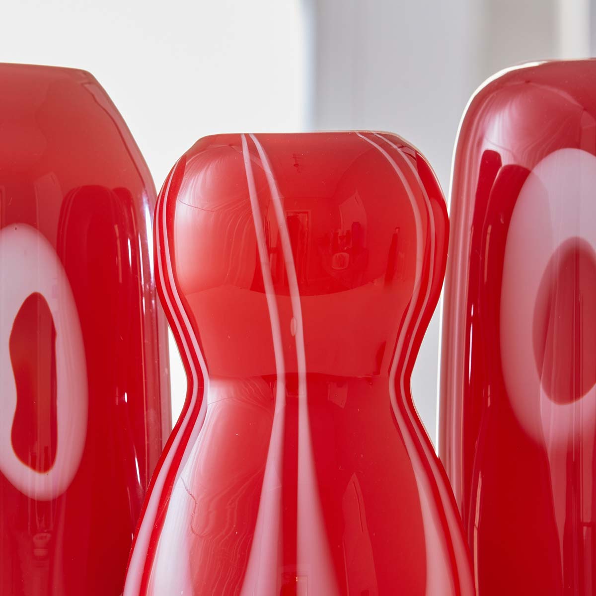 VINTAGE RED GLASS MOD VASES