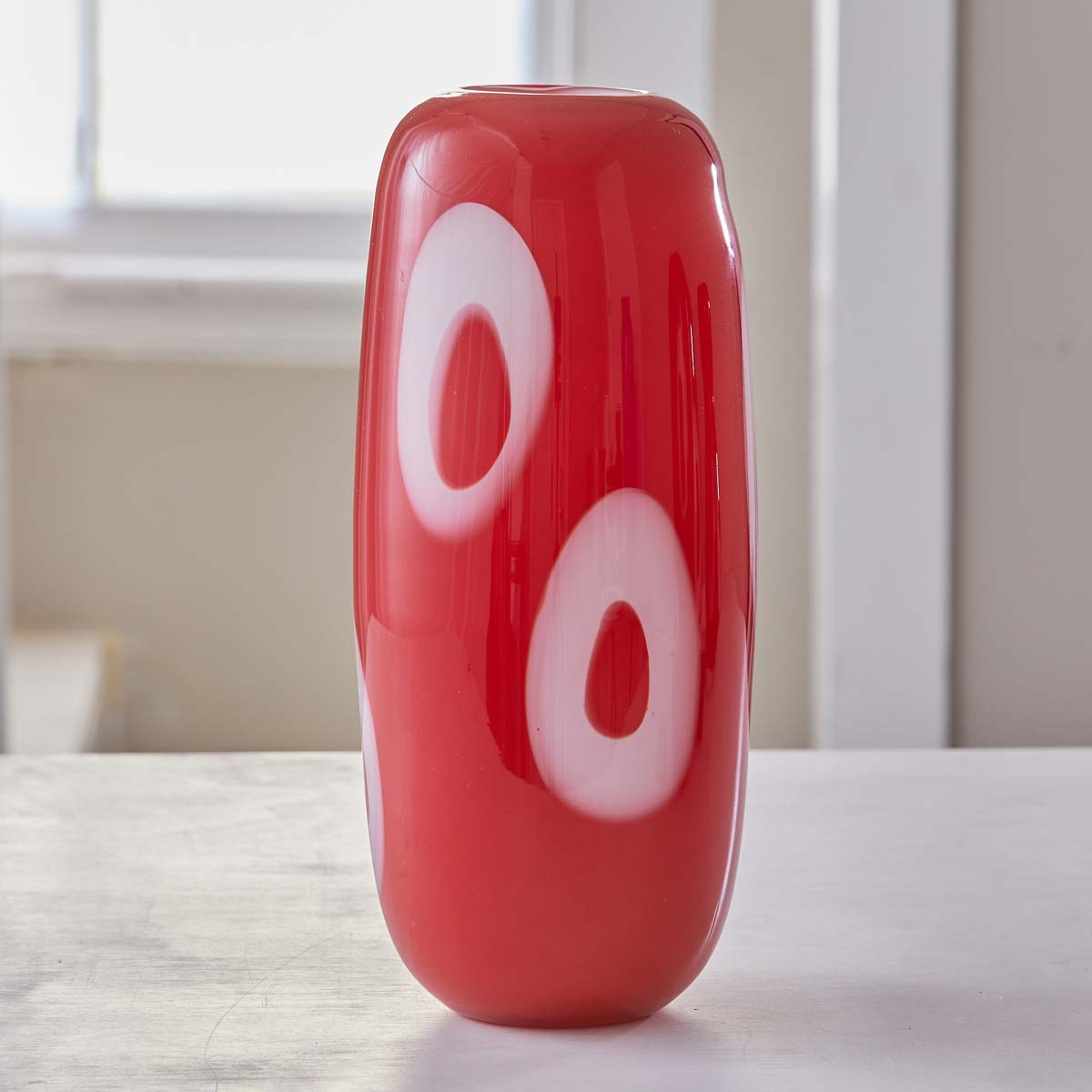 VINTAGE RED GLASS MOD VASES