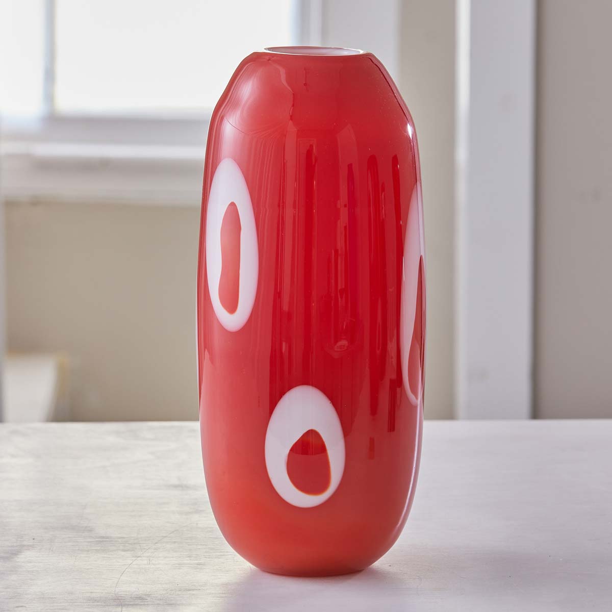 VINTAGE RED GLASS MOD VASES