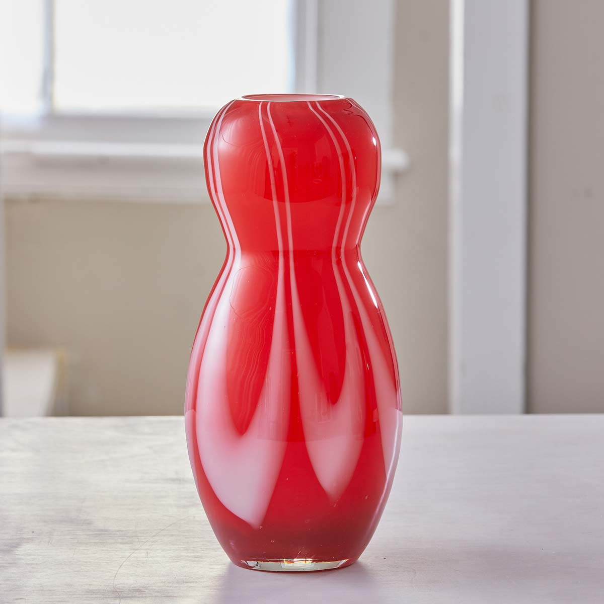 VINTAGE RED GLASS MOD VASES