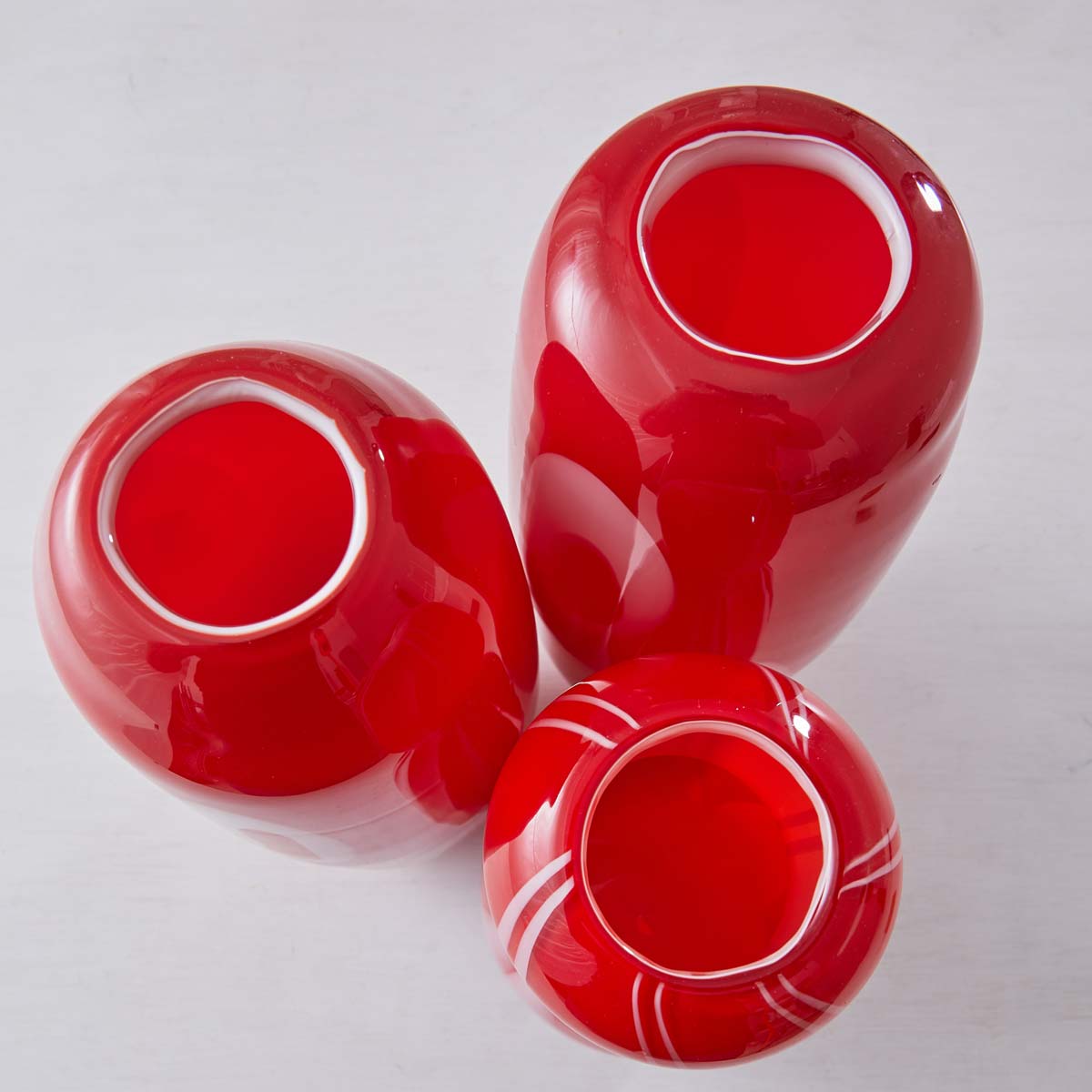 VINTAGE RED GLASS MOD VASES