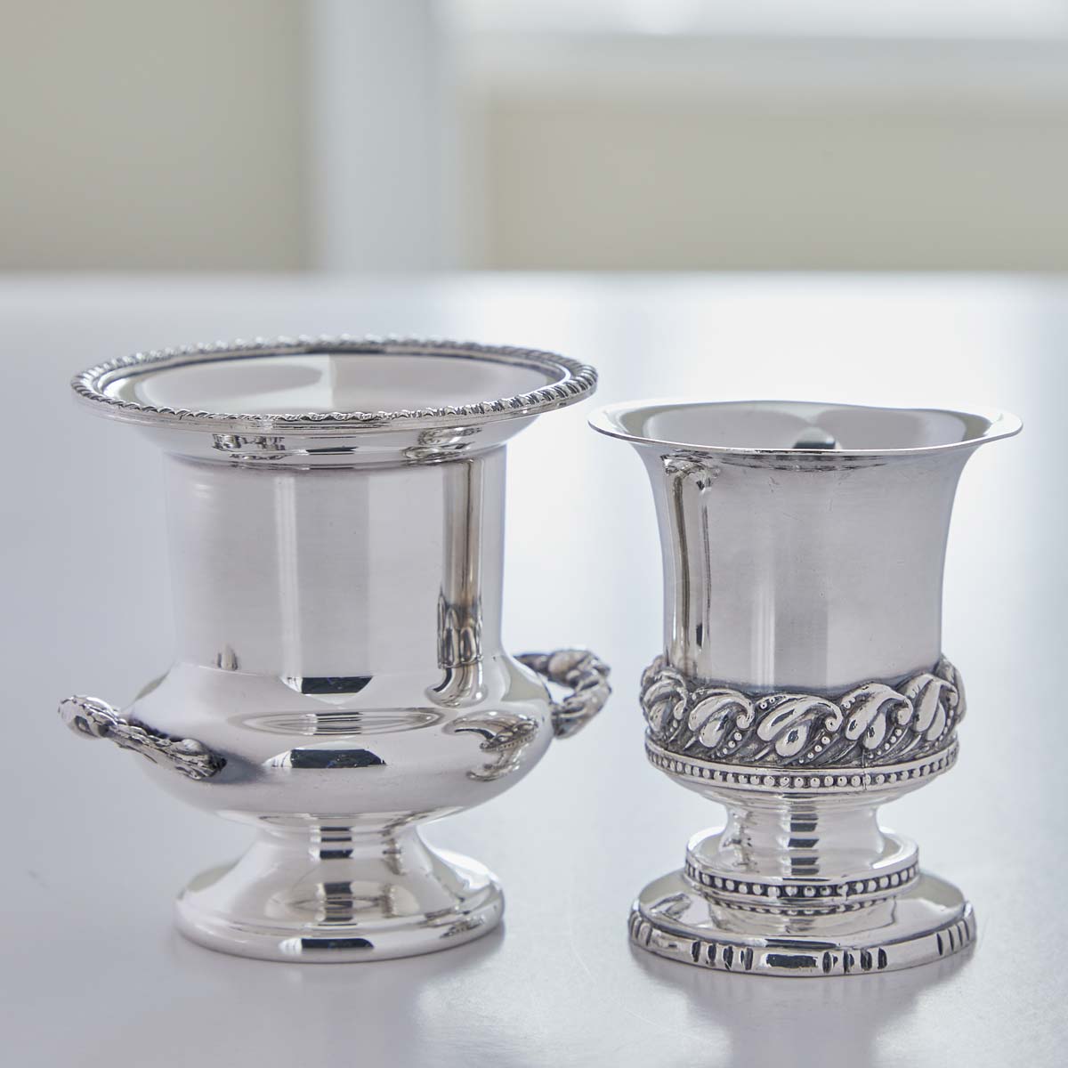 VINTAGE SILVER PLATE PETITE URNS