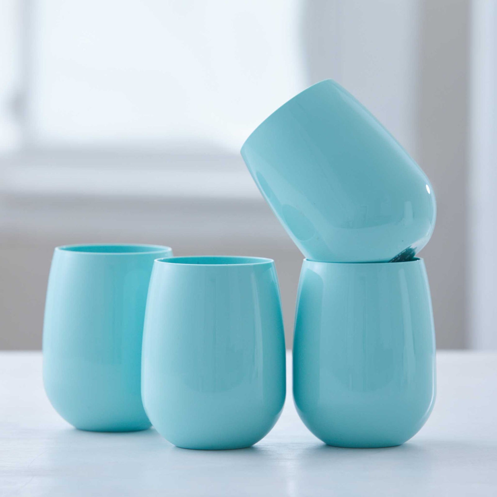 ACRYLIC STEMLESS GLASSES -ROBIN'S EGG BLUE