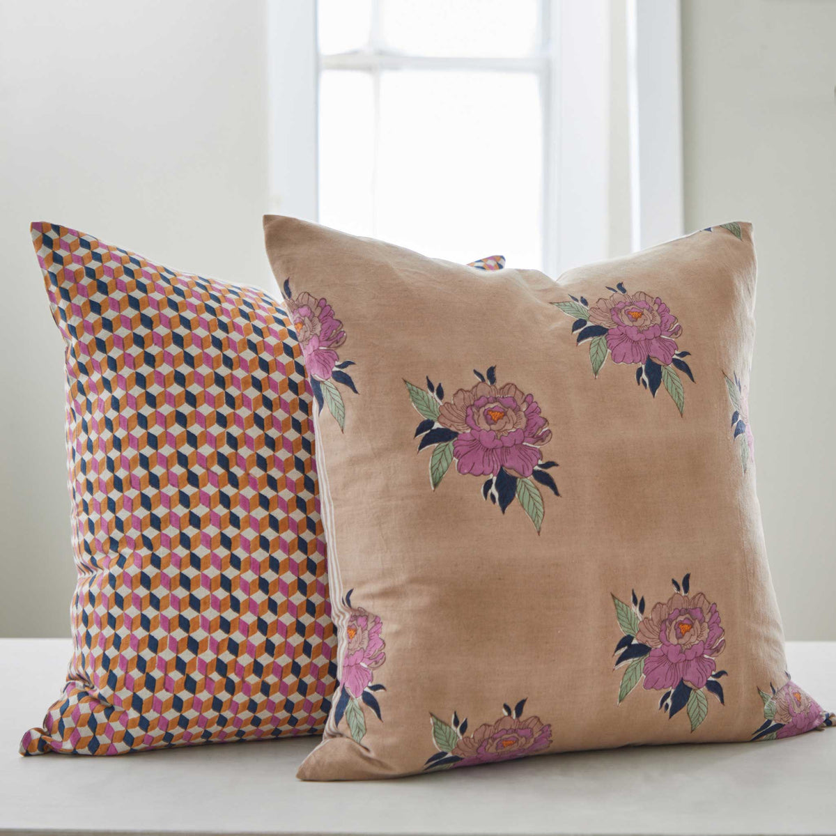 VINTAGE-INSPIRED BLOCK-PRINTED PILLOWS