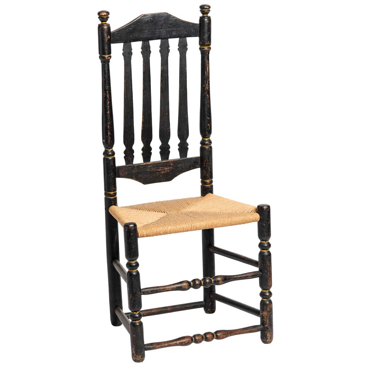 LATE 19th CENTURY EBONIZED RUSH SEAT CHAIR