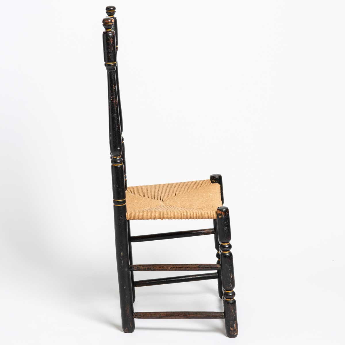 LATE 19th CENTURY EBONIZED RUSH SEAT CHAIR