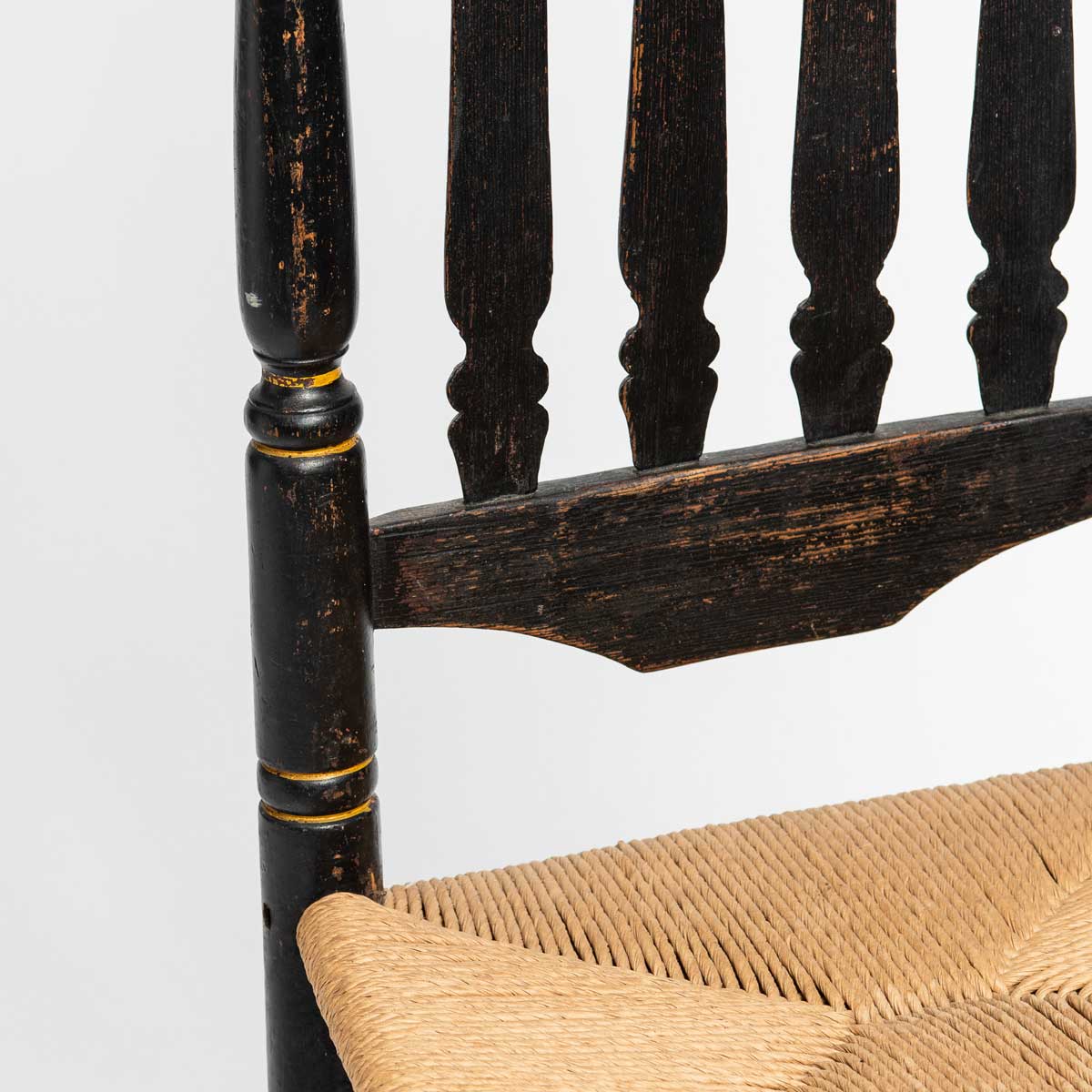 LATE 19th CENTURY EBONIZED RUSH SEAT CHAIR