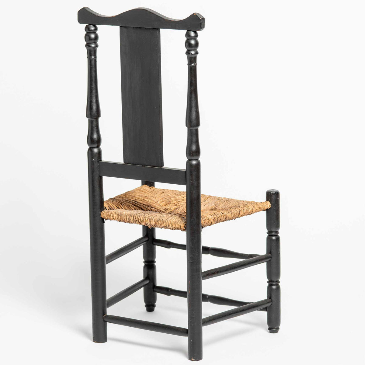 LATE 19th CENTURY EBONIZED RUSH SEAT CHAIR