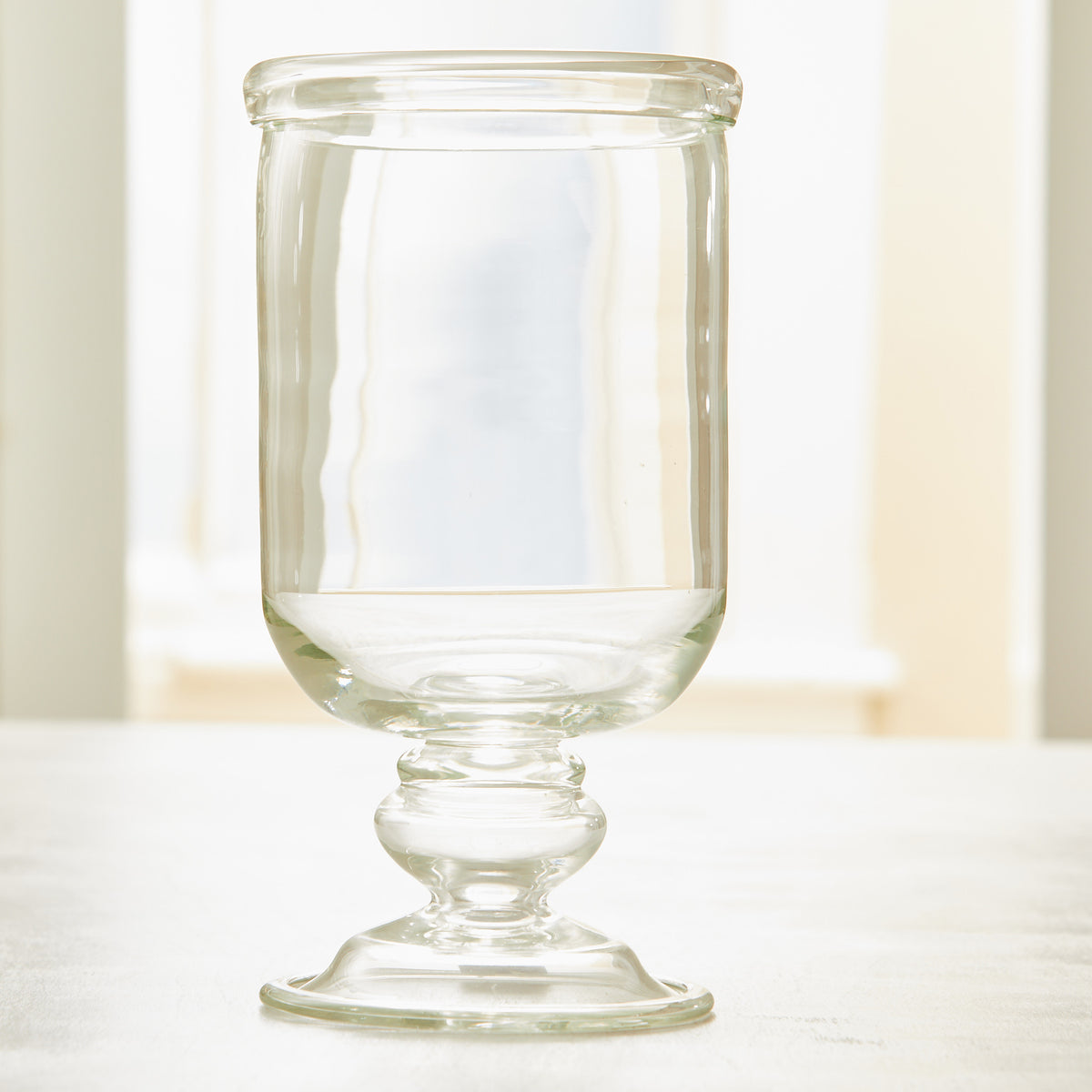 MOUTH-BLOWN FOOTED GLASS HURRICANE