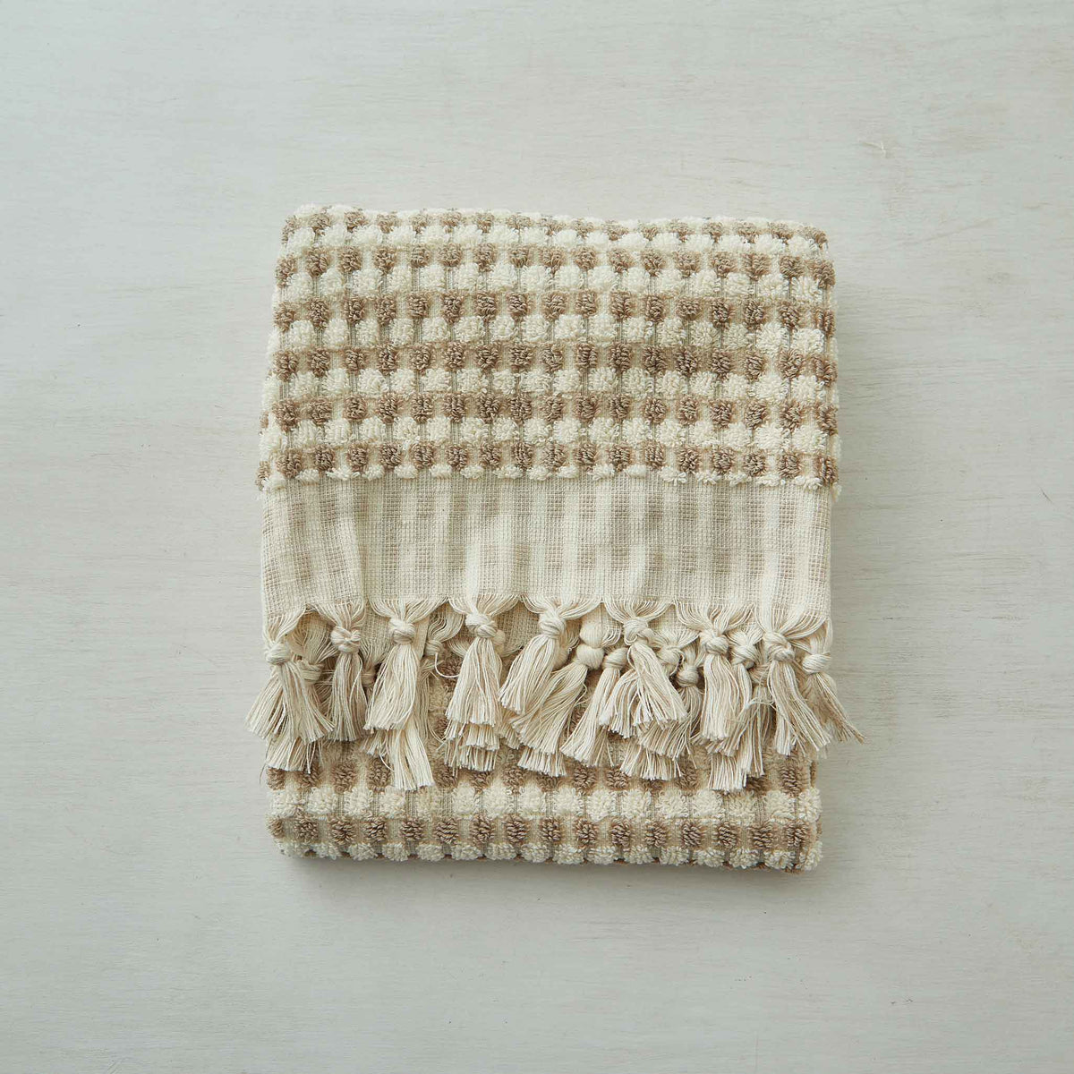 HAND-LOOMED TERRY TOWELS-TAUPE