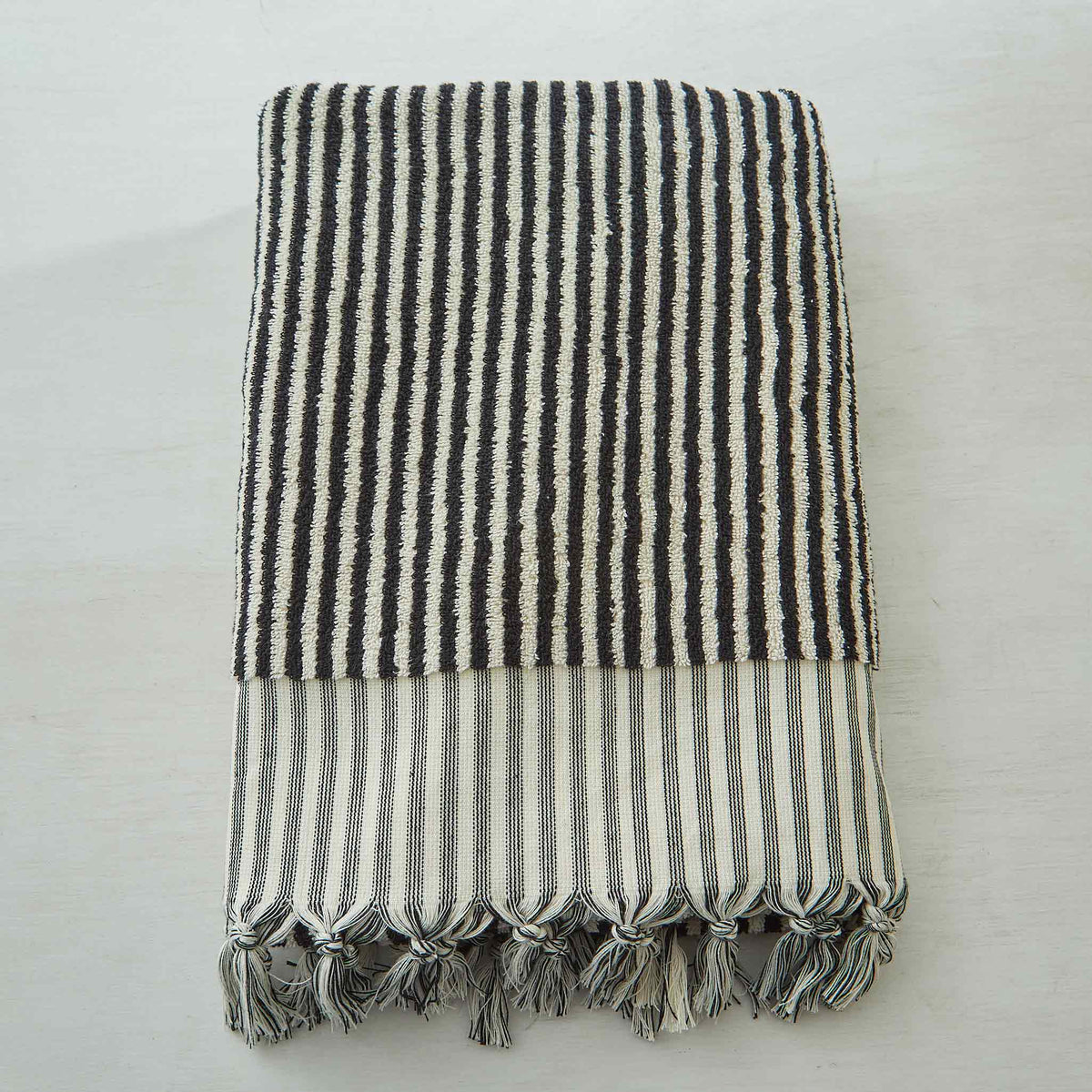 HAND-LOOMED TERRY TOWELS - BLACK