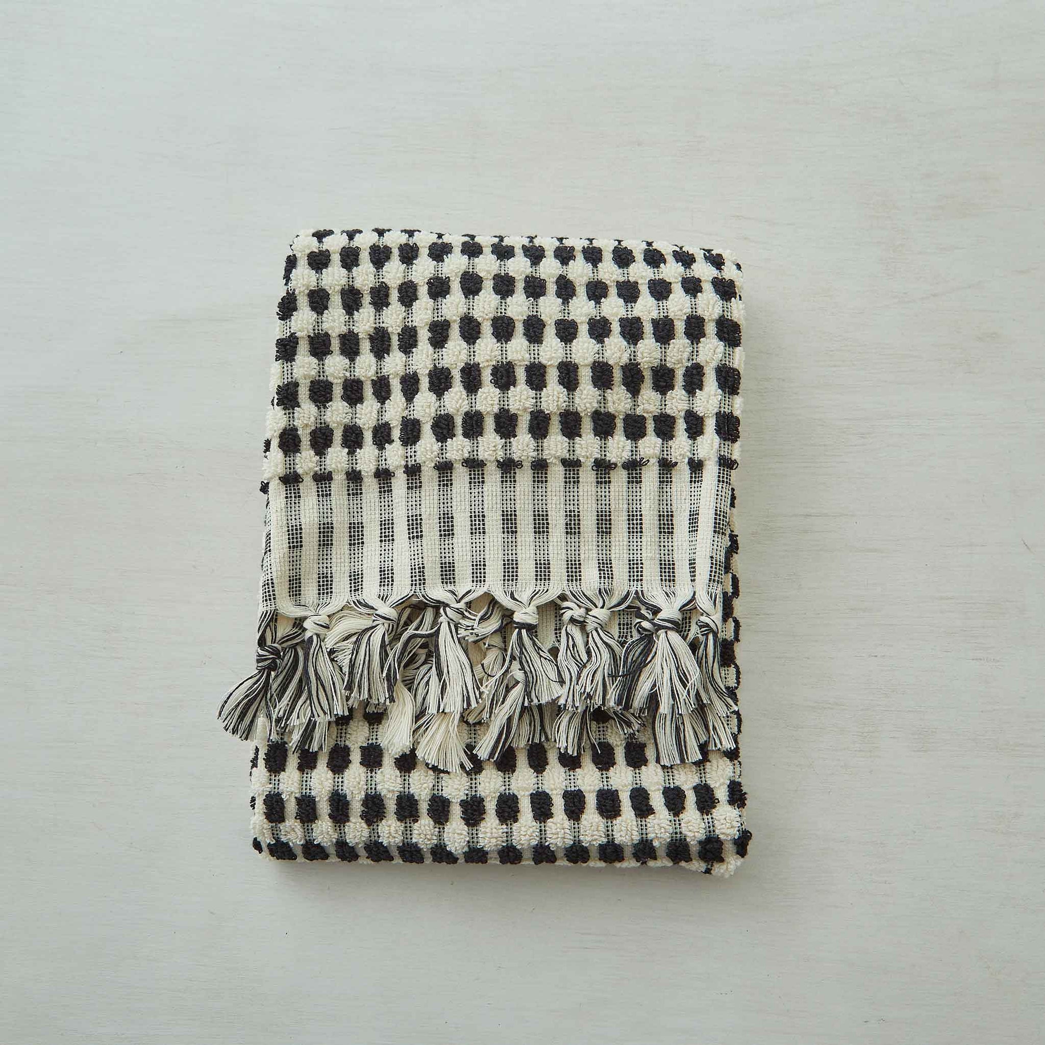 Hand-loomed Turkish Cotton Towel - Black Dots