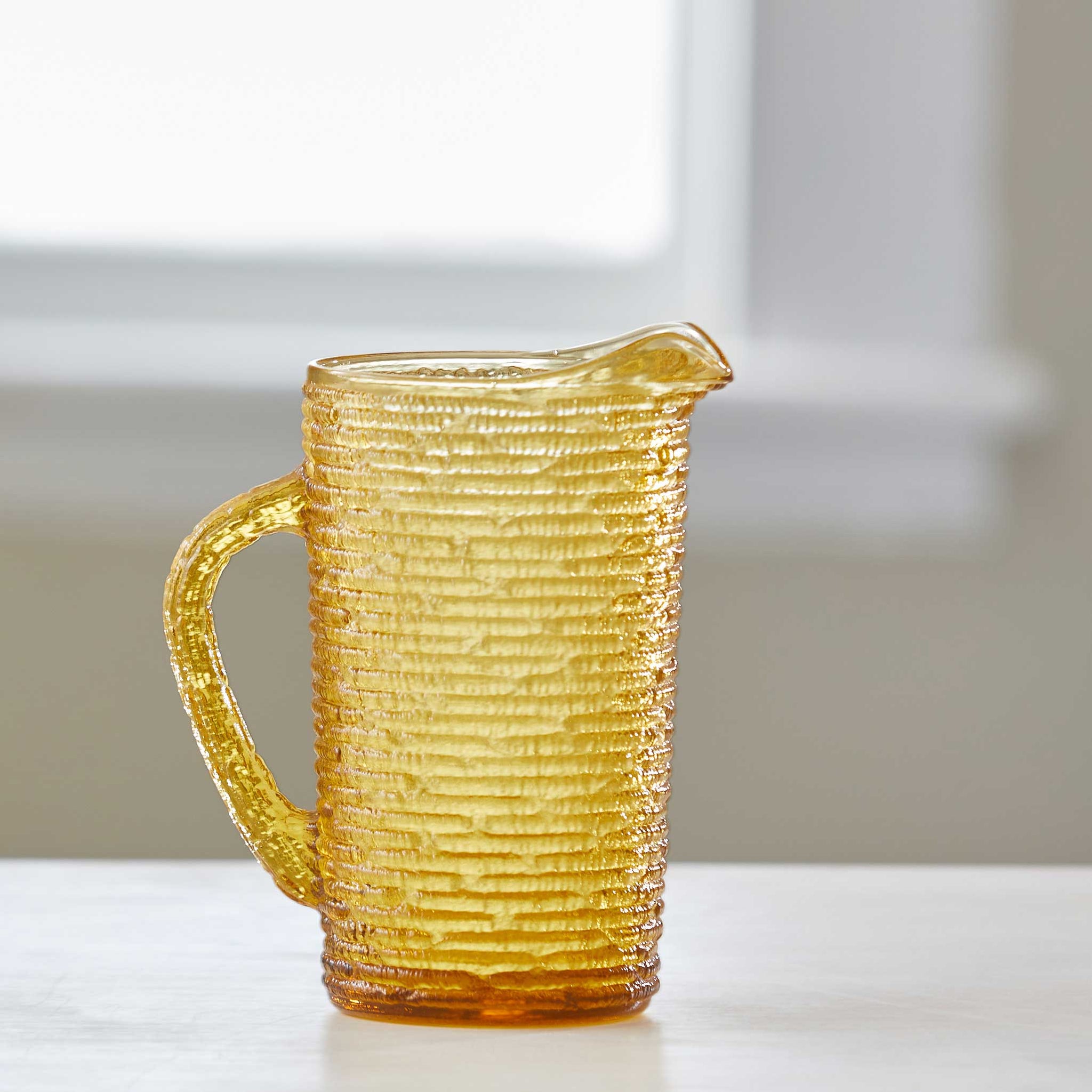 Vintage Cocktail Pitcher with glasses, 1950's Amber Glass- Polished Pontil,  Mid Century Amber Blown Glass Batch Cocktail Pitcher