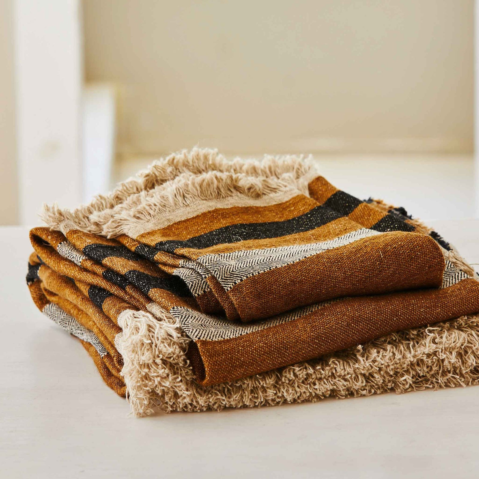 Felpinter Textile Industries Collection 2 Bath and 2 Hand Towels Tan Brown  4Set