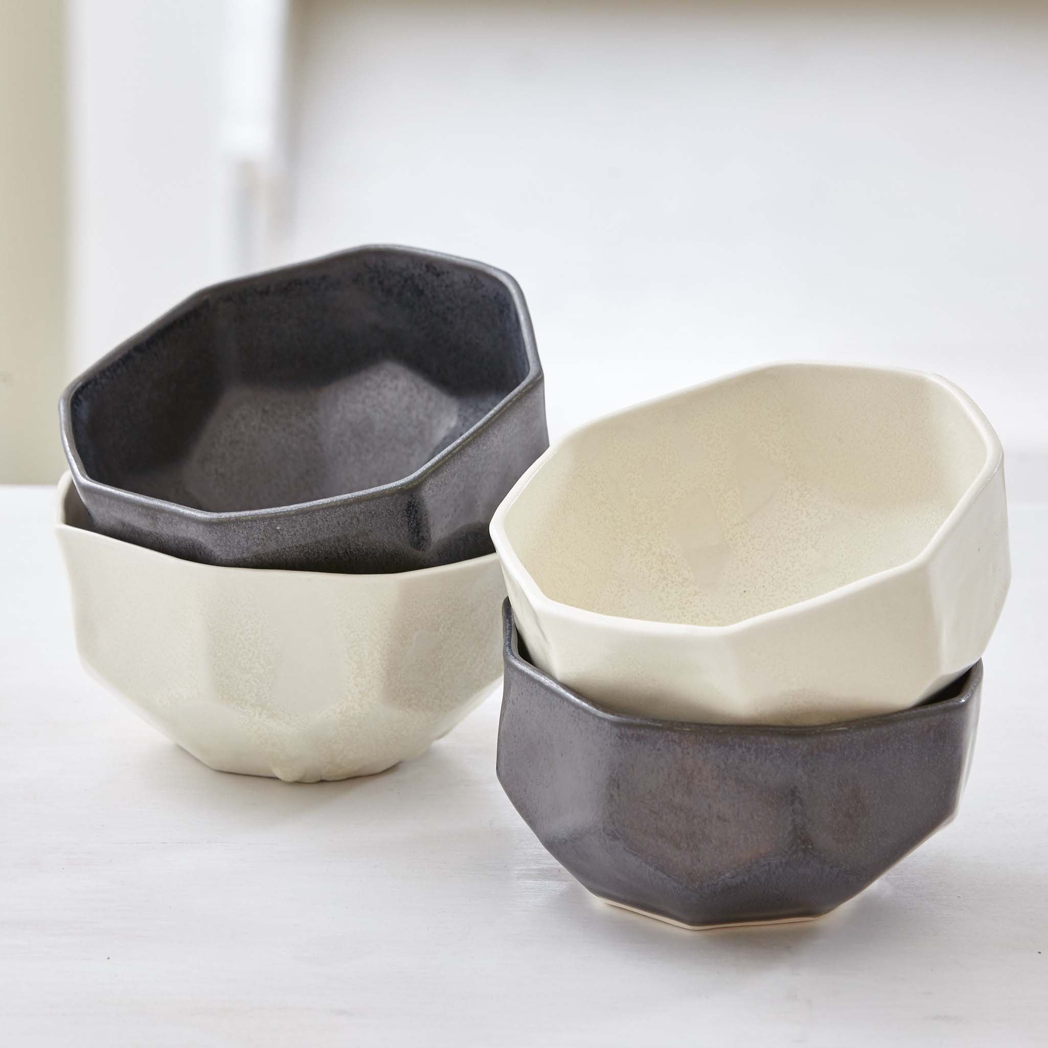 HANDCRAFTED FACETED CERAMIC BOWLS - Privet House Supply