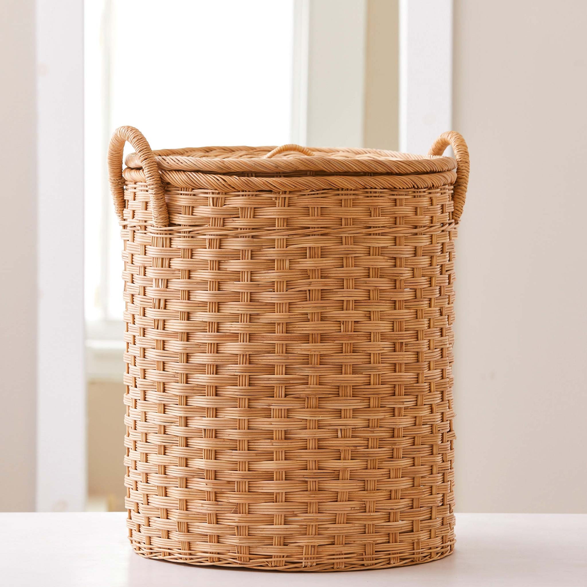 tall wicker laundry basket
