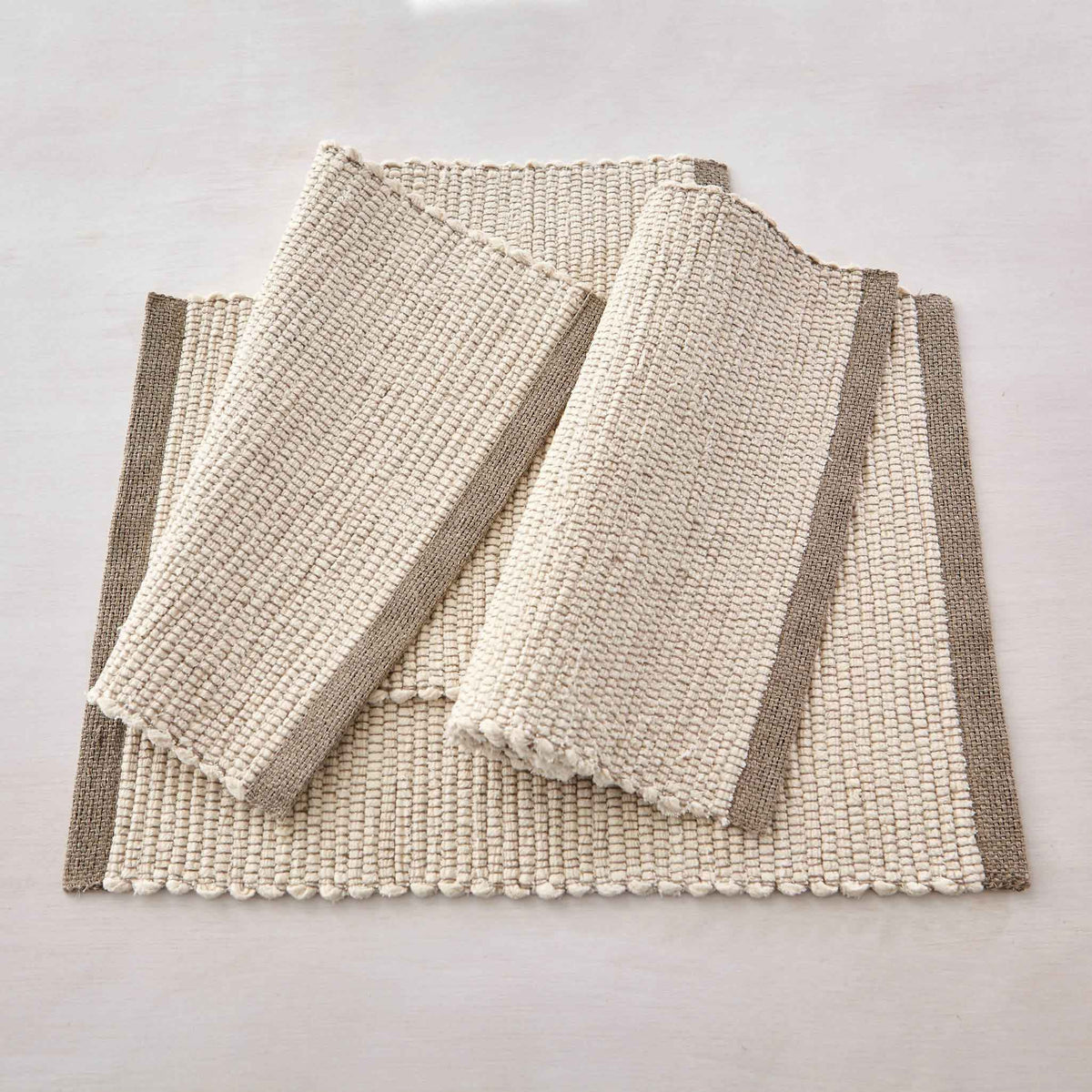 HANDWOVEN LINEN PLACEMAT-OYSTER with FLAX